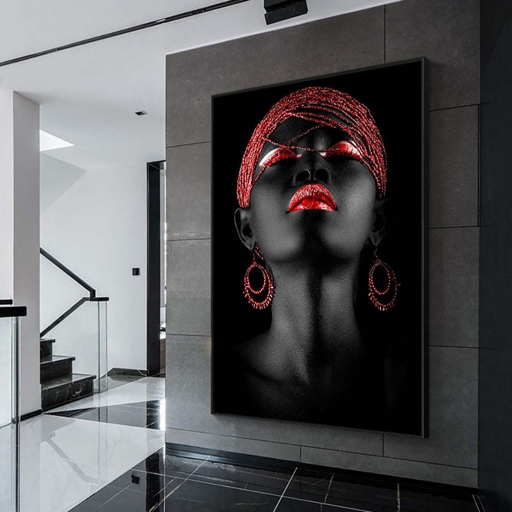 African Woman Wall Art Canvas. Living Room Abstract Photo Art Canvas. Black Beauty Designer Art. Modern Home Decor Art. WickedYo.